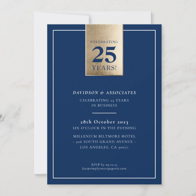 CORPORATE ANNIVERSARY stilvolles Business Marine G Einladung (Vorderseite)