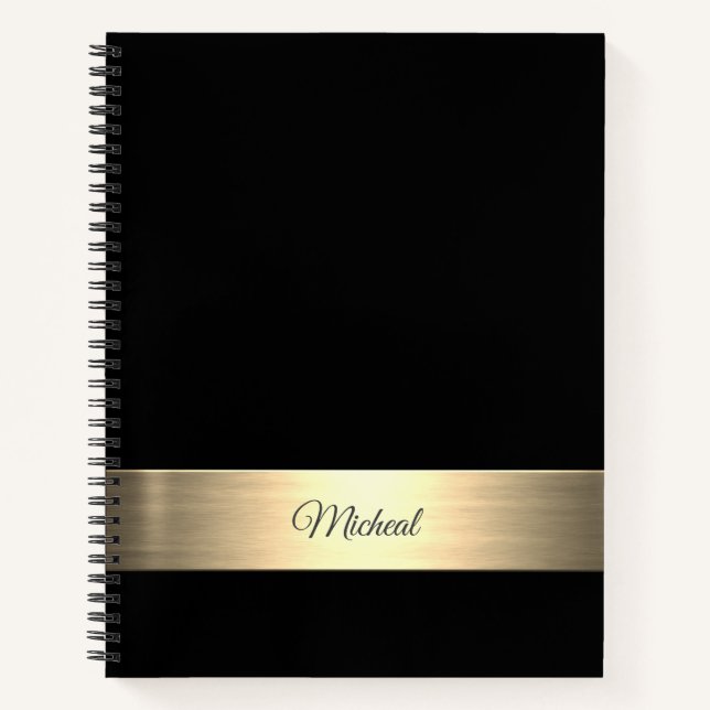Corporate Black Gold Monogram Notizbuch (Vorderseite)