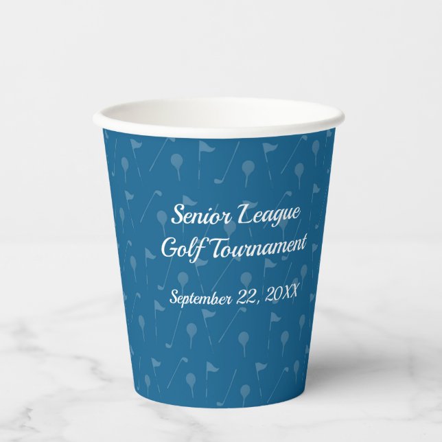 Corporate Blue Grey Golf Pattern - Paper Cup Pappbecher (Vorderseite)