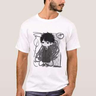 Corporate Burnout Nachvollziehbarer Chibi-Junge im T-Shirt