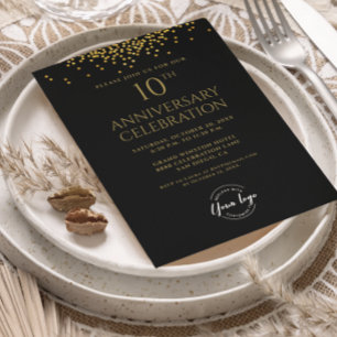 Corporate Business 10. Jubiläum Schwarz Gold Einladung