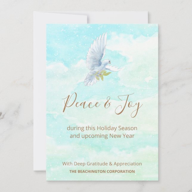*~* Corporate Business Dove Joy Peace Holiday Card (Vorderseite)