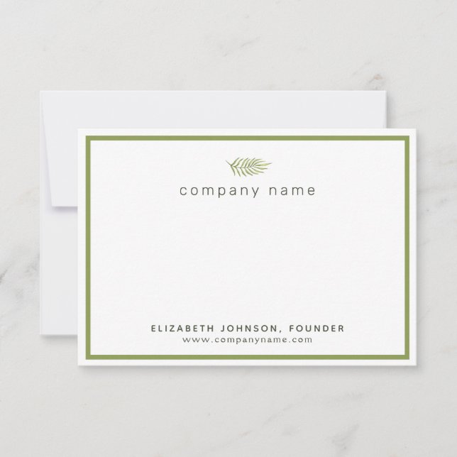 Corporate Business Olive Green Custom Dankeskarte (Vorderseite)
