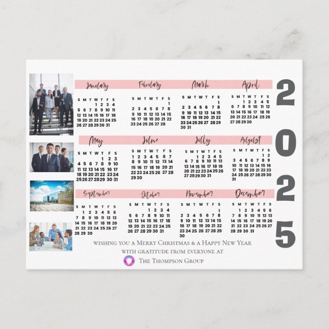 Corporate Calendar Card für die Kundenbewertung Postkarte (Vorderseite)