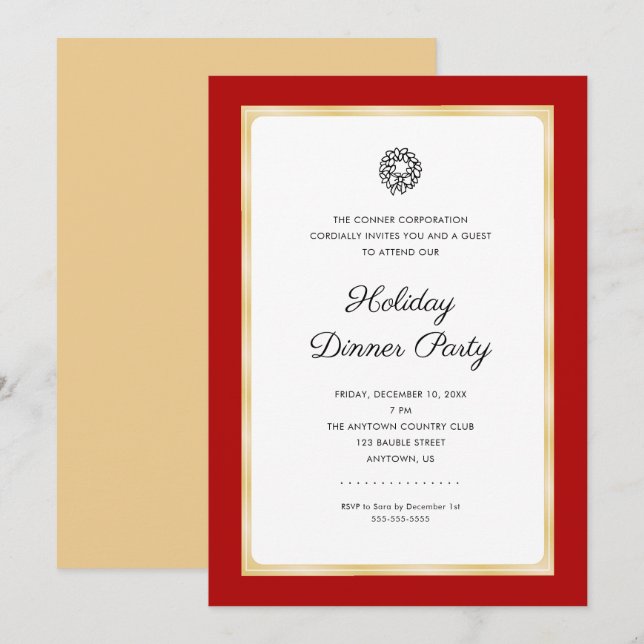 Corporate Christmas Party Simple Classic Einladung (Vorne/Hinten)
