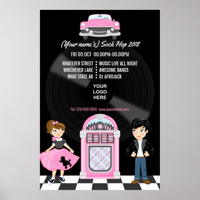 Corporate/Club/Uni/School Sock Hock Retro Party Poster (Vorne)
