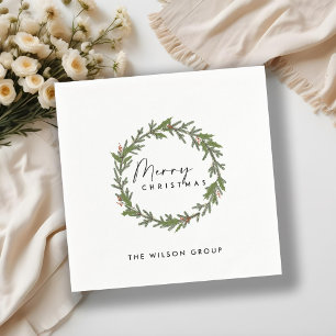 CORPORATE ELEGANT HOLLY BERRY WREATH CHRISTMAS SERVIETTE