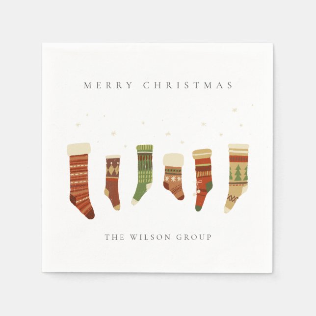 CORPORATE ELEGANT RED GREEN CHRISTMAS STRUMPF SERVIETTE (Vorderseite)