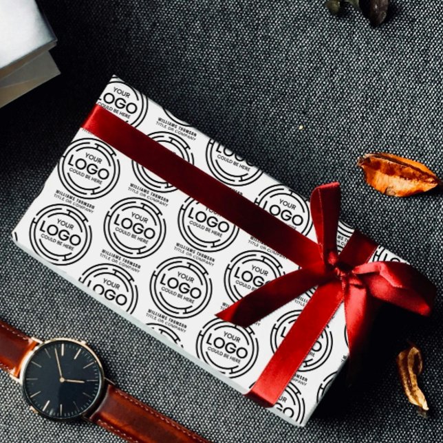 Corporate Event - Ihr Logo für Ihr Unternehmen Geschenkpapier (business wrapping paper pattern cute logo your logo here company gift promo birthday modern )