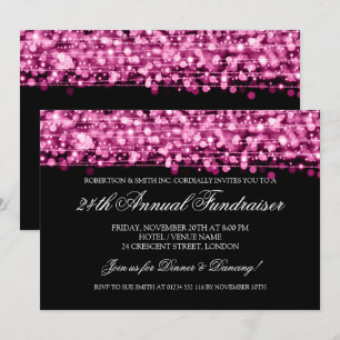 Corporate Fundraiser Gala Party Glitzern Pink Einladung