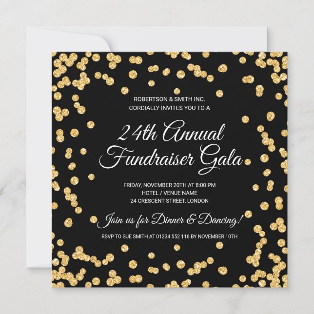 Corporate Fundraiser Gold Glitzer Confetti Black (Vorderseite)