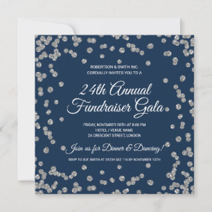 Corporate Fundraiser Silver Glitzer Confetti Navy