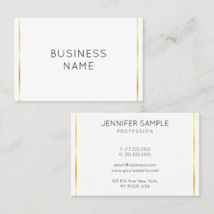 Corporate Gold gestreift Weiß Moderne Elegant Visitenkarte