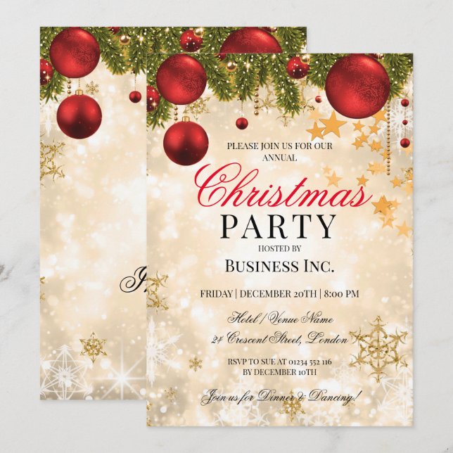 Corporate Gold Weihnachtsfeier Einladung (Vorne/Hinten)