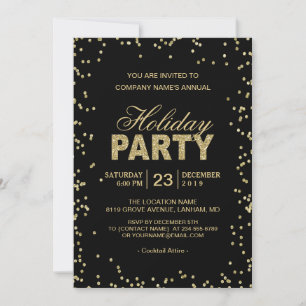 Corporate Holiday Party   Trendy Gold Glitzer Dots Einladung