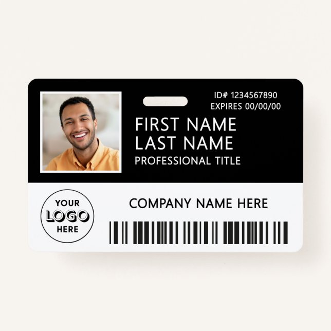 Corporate Logo Photo ID Barcode Black Name  Ausweis (Vorderseite)