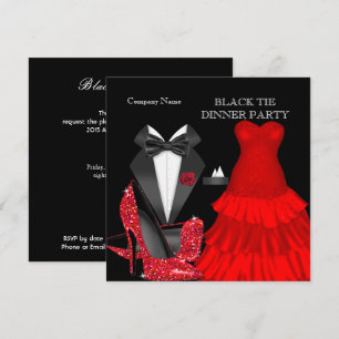 Corporate Red Black Krawatte Dinner Party Einladung