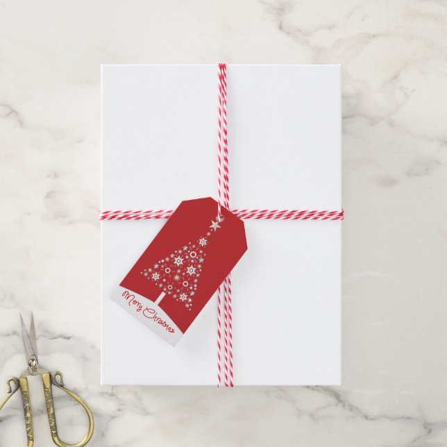 Corporate Red Frohe Weihnachtsbaum Geschenkanhänger (Mit Garn)