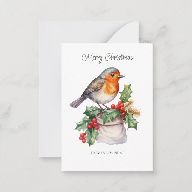 Corporate Red Robin Holly Flat Note Card Mitteilungskarte (Vorderseite)