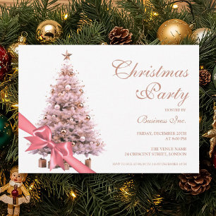 Corporate Rose Gold Weihnachtsbaum Bow Holiday Einladung