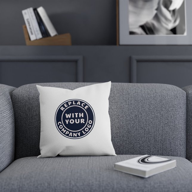 Corporate Showroom-Dekoration für Firmenlogos hinz Kissen (Business Round Classic White Logo Throw Pillow)