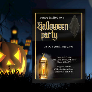 Corporate Spooky Black Gold Logo Halloween-Party Einladung