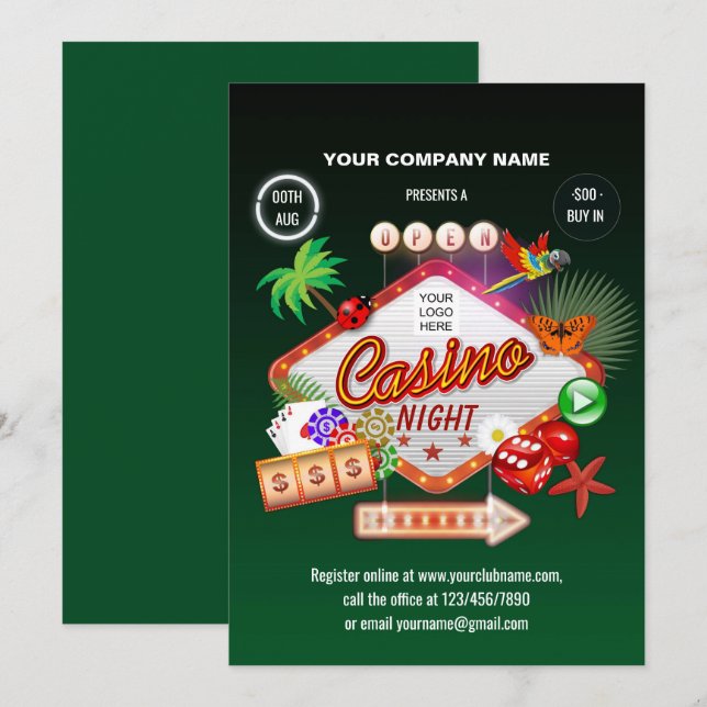 Corporate Summer Holidays Casino Invitation de nui (Devant / Derrière)
