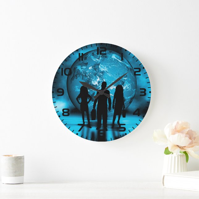 Corporate Team Silhouette Futuristic Business Große Wanduhr (Von Creator hochgeladen)