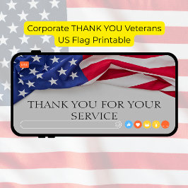 Corporate THANK YOU Veterans US Flag Printable Dankeskarte