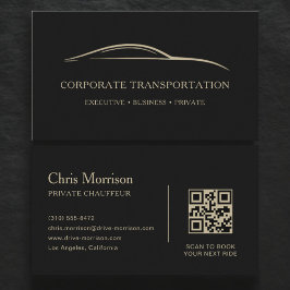 Corporate Transportation QR Code Black & Gold Visitenkarte