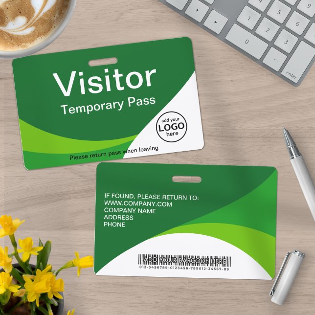 Corporate Visitor Pass Custom Barcode Green Ausweis (Von Creator hochgeladen)