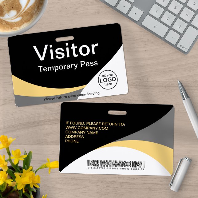 Corporate Visitor Pass Custom Barcode Yellow Gray Ausweis (Von Creator hochgeladen)