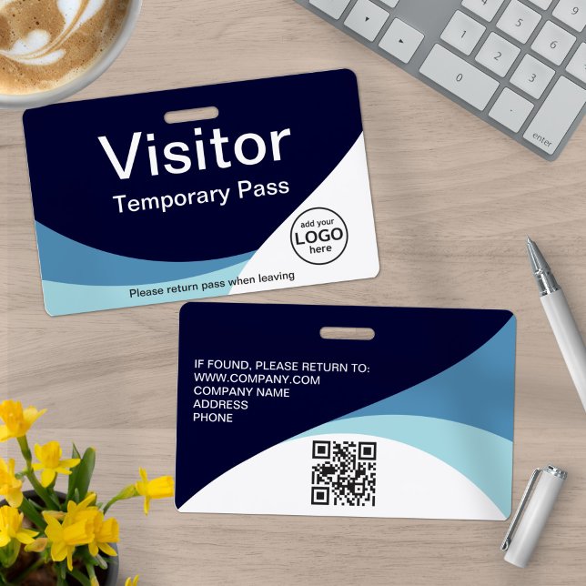 Corporate Visitor Pass Custom QR Code Blue Ausweis (Von Creator hochgeladen)