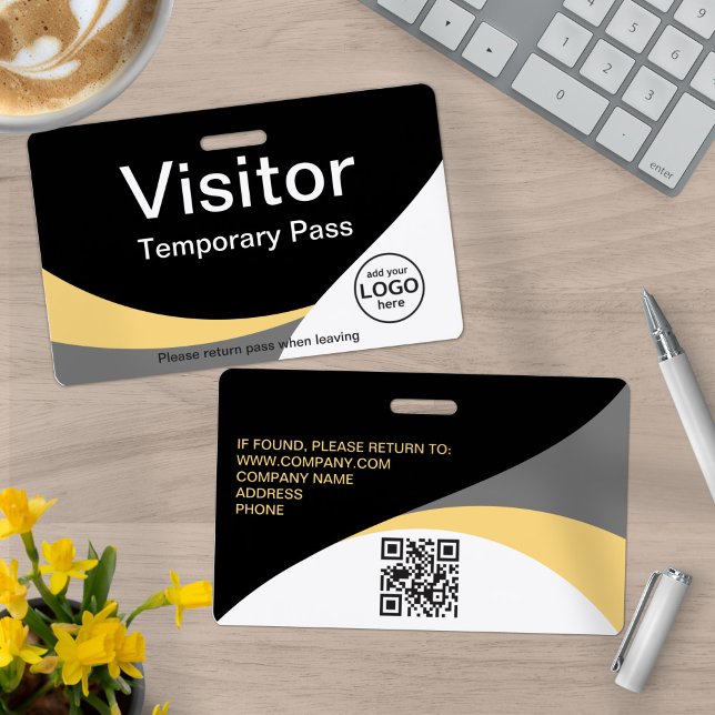 Corporate Visitor Pass Custom QR Code Gelb grau Ausweis (Von Creator hochgeladen)