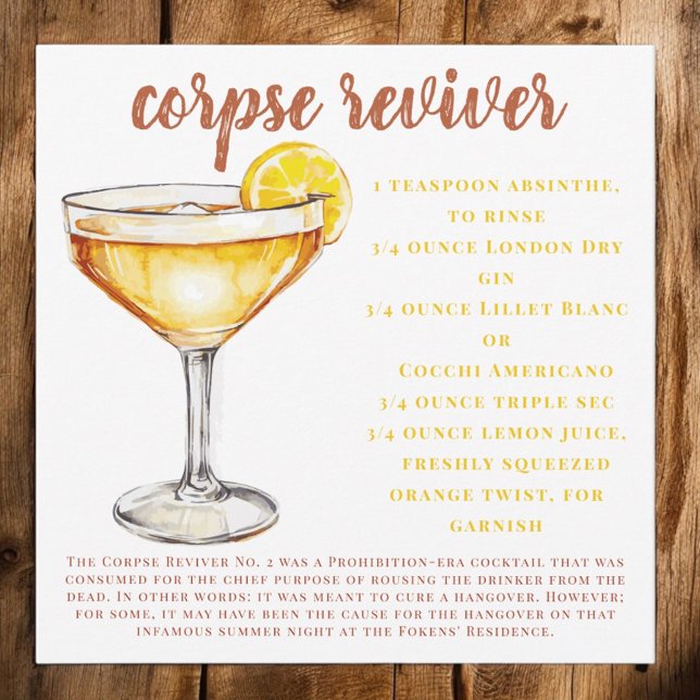 Corpse Reviver Cocktail Drink Recette Carte (Créateur téléchargé)