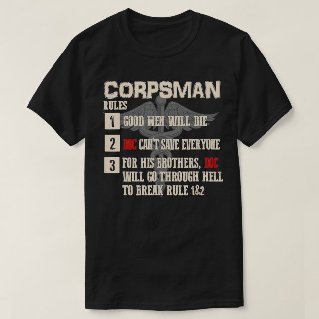 Corpsman Regeln Corpsman 8404 Gift Corpsman Veter T-Shirt (Design vorne)
