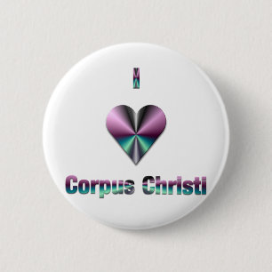 Corpus Christi -- Lila u. Türkis Button