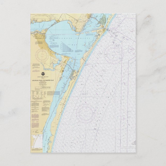 Corpus Christi Nautical Chart Postcard Postkarte (Vorderseite)
