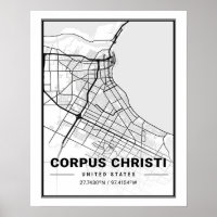 Corpus Christi Texas USA Travel City Map Poster