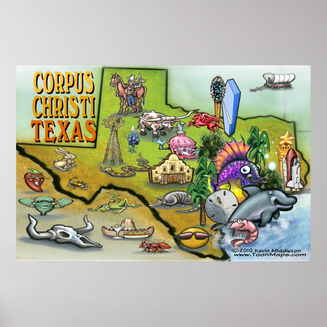 Corpus Christi TX Karte Poster (Vorne)