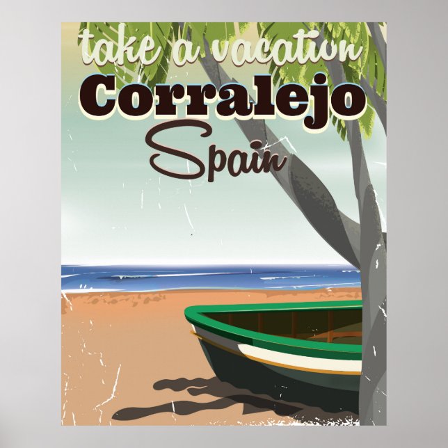 Corralejo Spanien Vintager Strandurlaub Poster (Vorne)