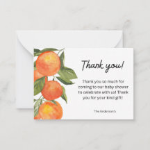 Aquarelle Tangerine Thème Carte de remerciements