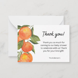 Correspondance Aquarelle Tangerine Thème Carte de remerciements