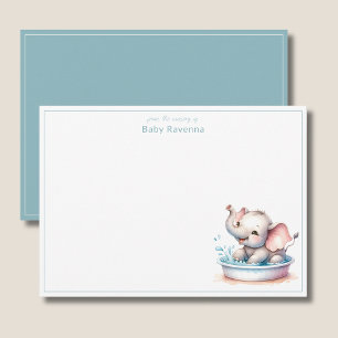 Correspondance Bébé éléphant mignon dans la carte de remerciement