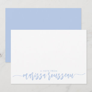 Correspondance Blue Modern Script Name Carte de note personnalisé