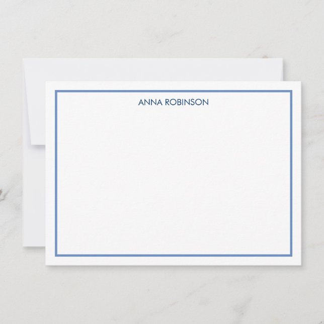 Correspondance Bordure simple en bleu carte de note plat (Devant)