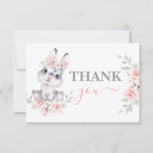 Correspondance Bunny Baby shower rose merci Carte de notes