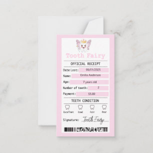 Correspondance Carte à billet plat de réception de dent rose