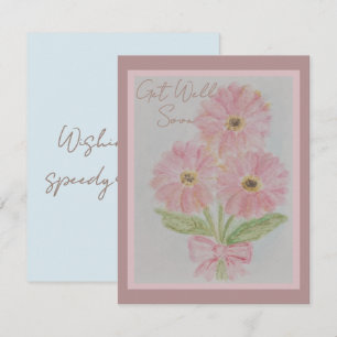 Correspondance Carte aquarelle plate de marguerite de Gerber rose
