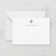 Carte cadeau de chardon d'aquarelle bleue